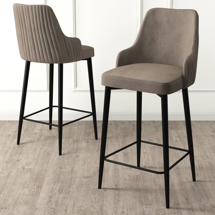 Hanah Home Taburetes de Bar Cappuccino y Negro, Marco Metal, Altura Asiento 73cm, Babyface, 45x105x43cm